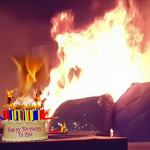 Birthday cake with too many candles sets house on fire.