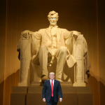 Lincoln looks down on Trump from his memorial.